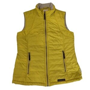 G.H. Bass & Co. Mustard Yellow Zipper Puffer Vest Zip Pockets Women's Size Small